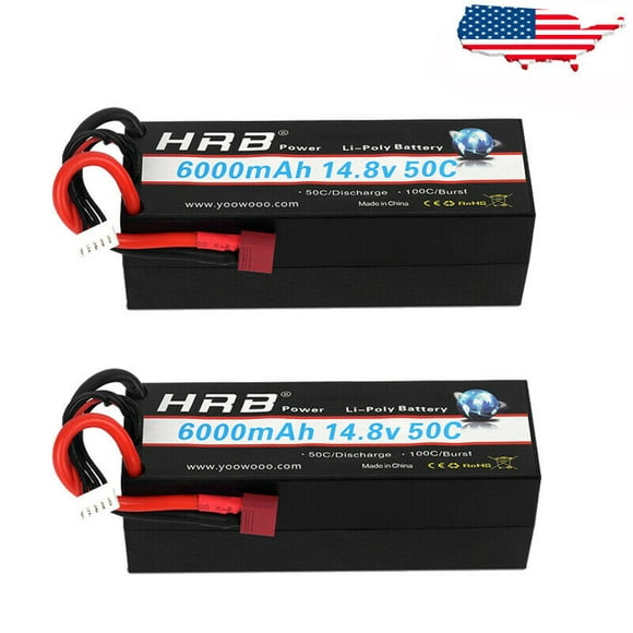 Details about   2pcs HRB 14.8V 4S 6000mAh Lipo Battery 50C TRX for Car Truck Airplane Drone Boat 